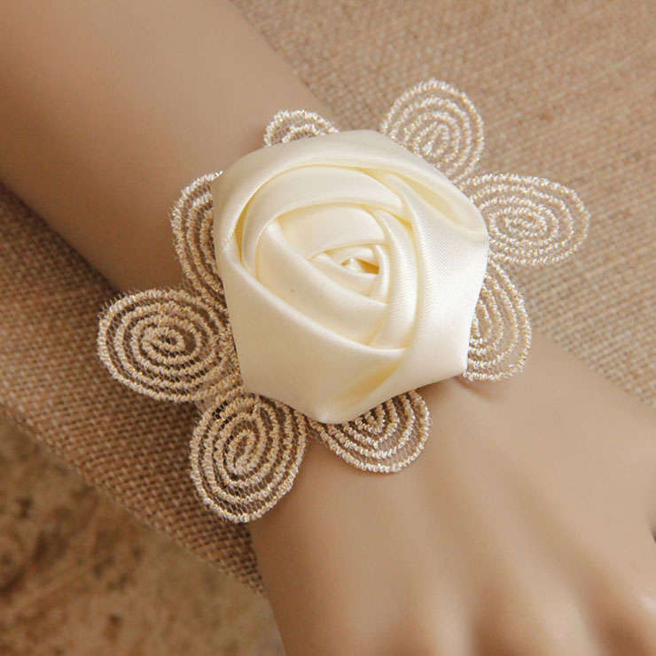 Vintage Style Lace Wristband Floral Embellishment Bracelet J17803