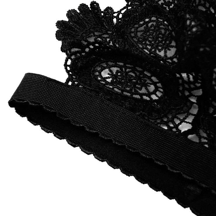 Sexy Charming Black Spaghetti Strap Hollow Out Crochet Lace Lingerie Bra N16471