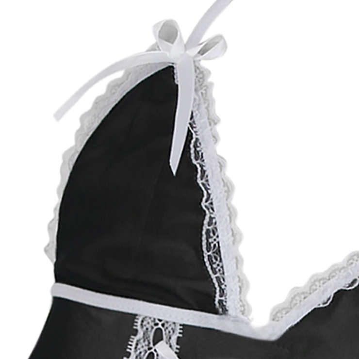 Hot Sexy Black Maid Babydoll Lingerie French Maid Cosplay Costume Set N16625