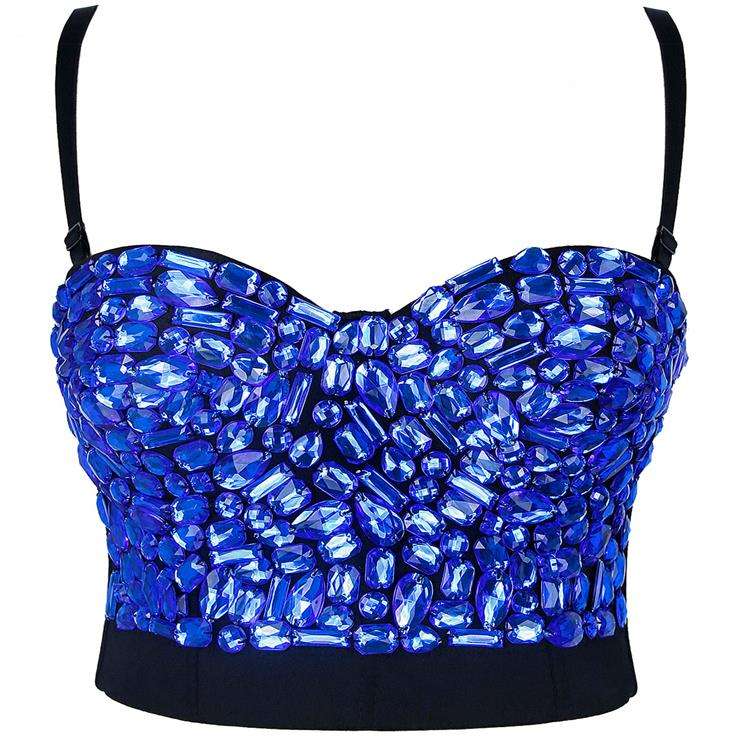 Sweets Blue Studded Gem B Cup Bustier Bra Clubwear Top N16716
