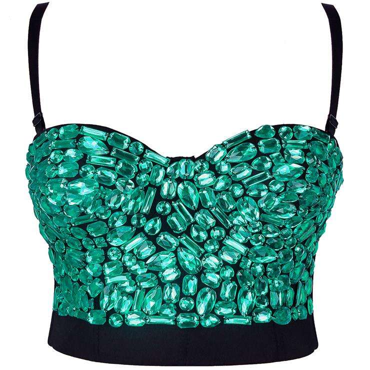 Sweets Green Studded Gem B Cup Bustier Bra Clubwear Top N16717