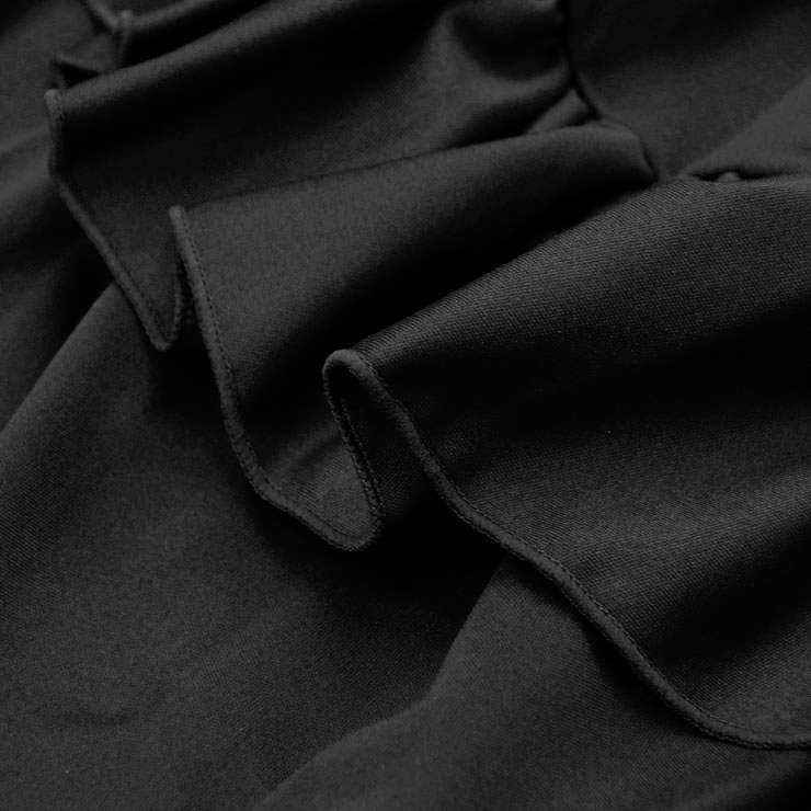 Vintage Gothic Black High Waist Button Lace Trim Ruffled High-low Skirt N17138