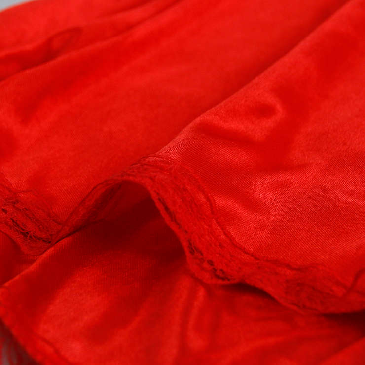 Charming Red Satin Spaghetti Strap Open Back Babydoll Lingerie Sleepwear Dress N17353