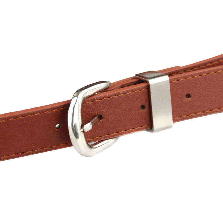 Fashion Brown Faux Leather Waist Belt with Mini Purse Travel Cell Phone Bag N17472