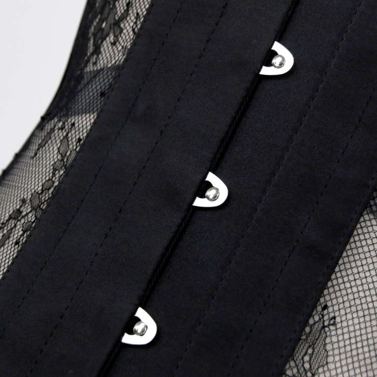 Fashion Black See-through Floral Lace Steel Boned Underbust Waist Cincher Corset N17535