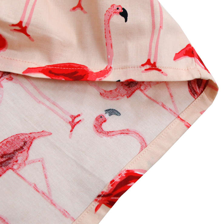 Sexy Flamingo Print Short Sleeve Deep V Neck Lace-up Crop Top N17727