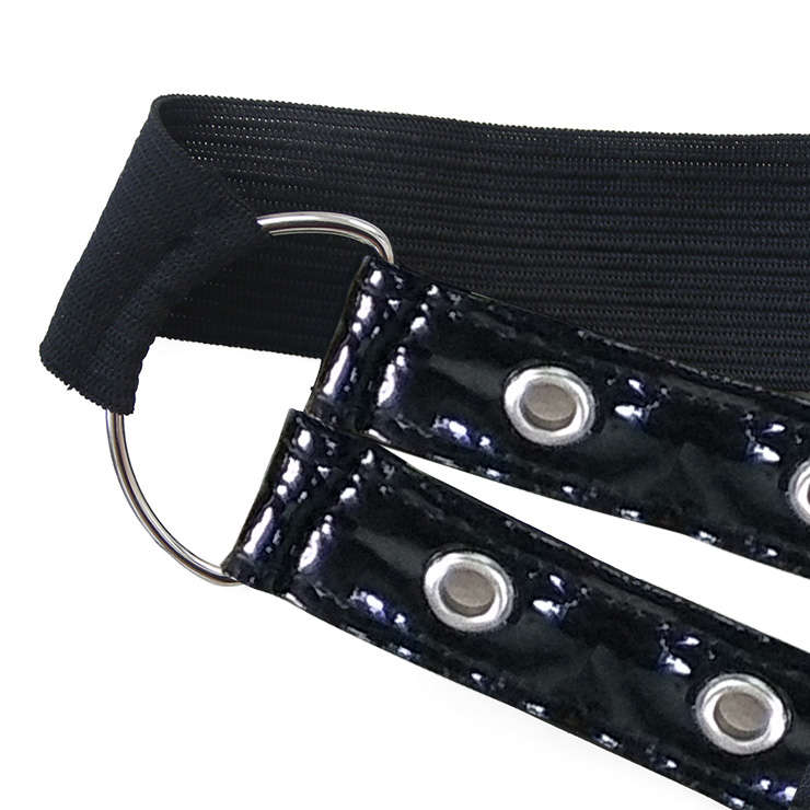 Steampunk Black  Faux Leahter Elastic Pocket Corset Waist Belt N17912