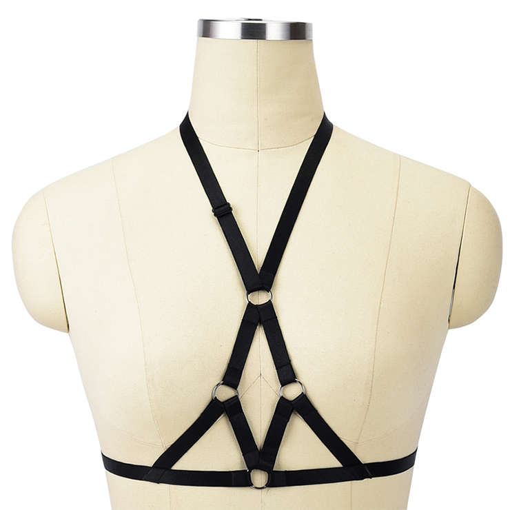 Flirting Spaghetti Straps Lingerie Black Bundle Elastic Open Bra N18153