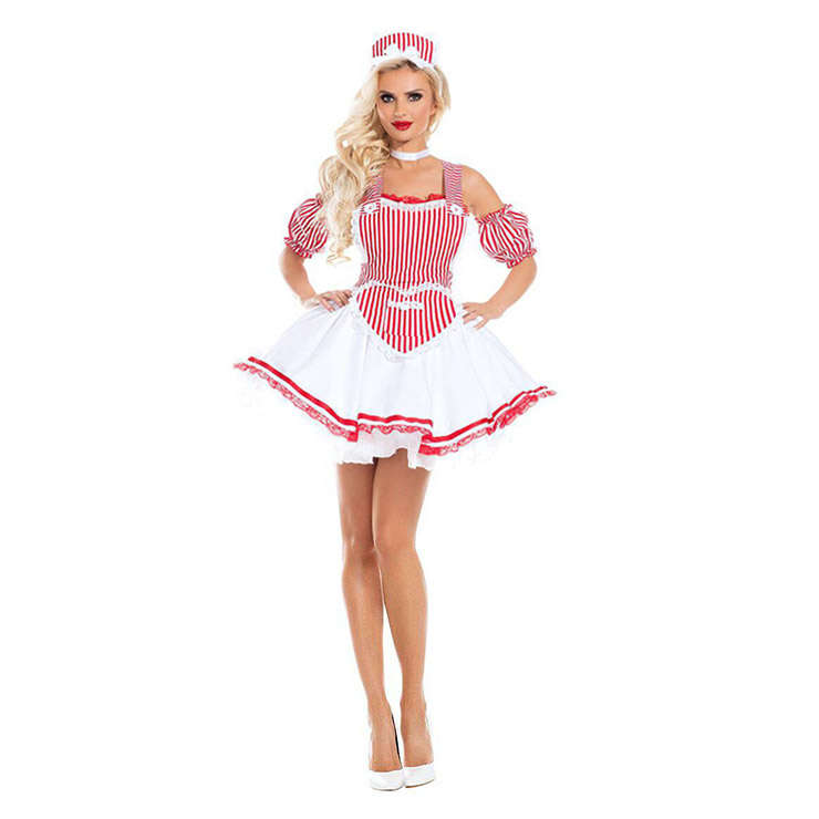 Sexy French Maid Dress with Wide Straps Adult Halloween Cosplay Costume N18181