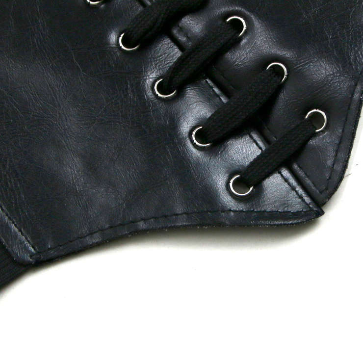 Steampunk Black Leather Bronze Metal Wheel Gear Front Lace Up High Waisted Cincher Corset Belt N1...