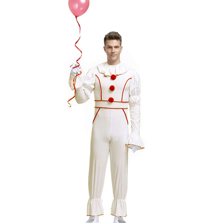Men's Horror Clown Movie Circus Party Scary Halloween Adult Cosplay Costume N19398