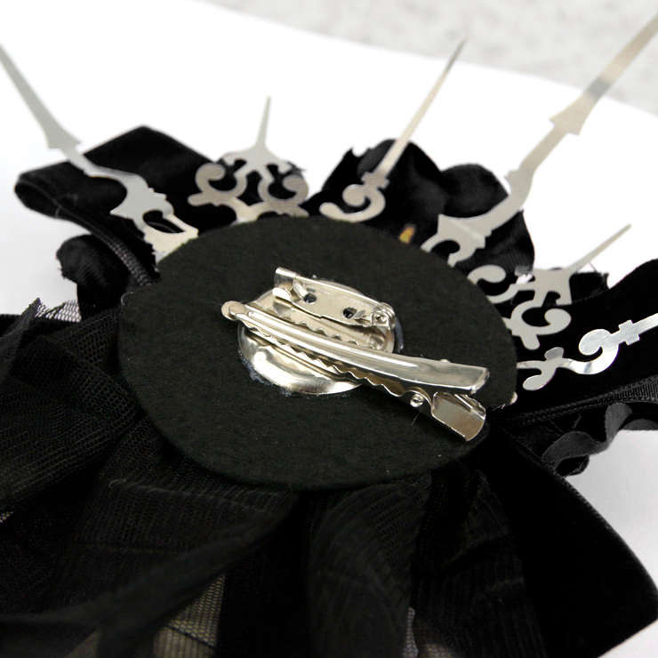 Steampunk Hand Bone Black Flower Hairpin Brooch Halloween Accessory N19540