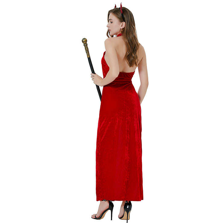 Sexy Red Devil High Waist Vent With Oxs Horn Nightclub Party Masquerade Costume N22303