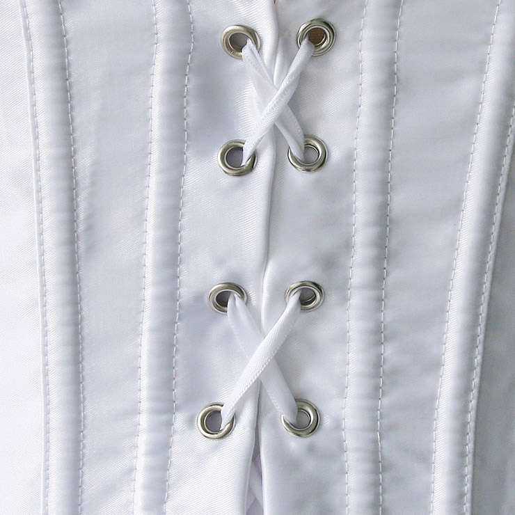 Sexy White Strapless Pleated Skirted Burlesque Overbust Corset N4240