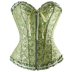 Embroidered Front Zipper Corset N4804