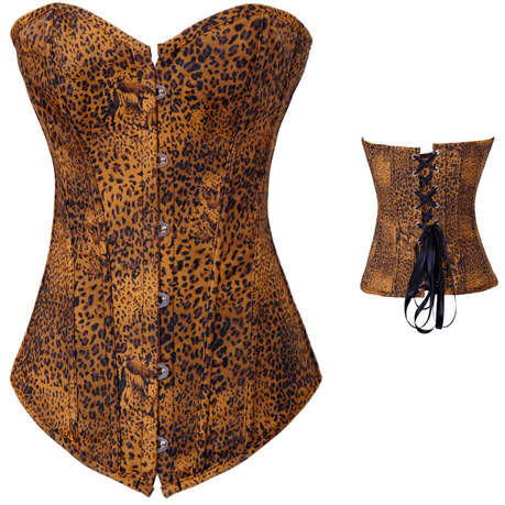 Leopard Print Denim Corset N5042