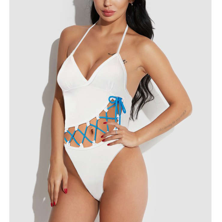 Sexy Halter Lace Up Stretchy Teddies Lingerie Clubwear Romper N5385