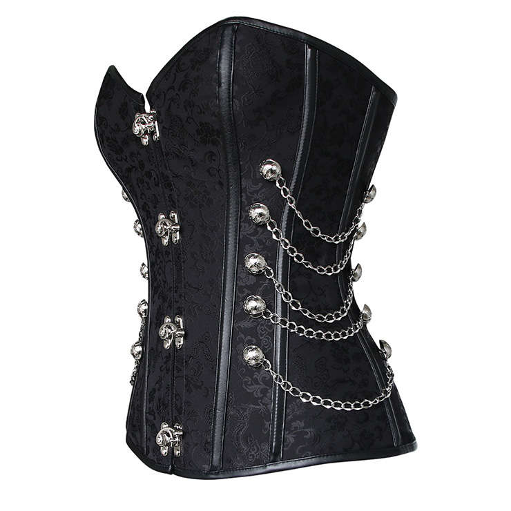 Black Steel Boned Steampunk Corset N5545