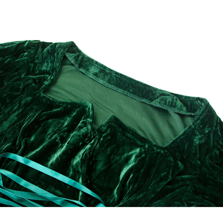 velvet teal medieval sleeves dress N5759