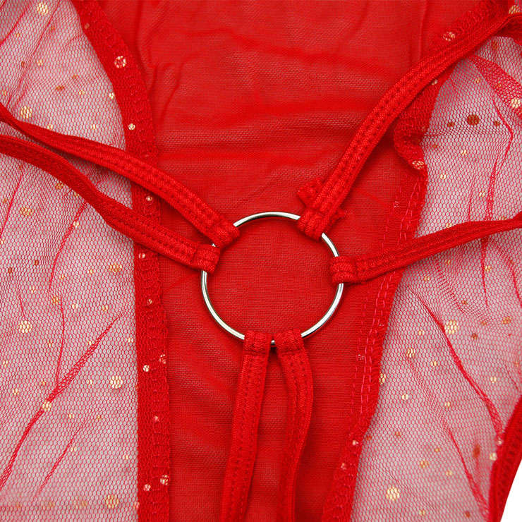 Red Mesh Sexy Long Gown N7369