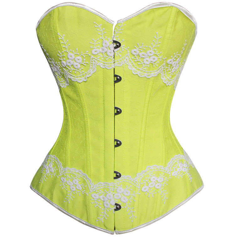 Green Brocade Fabric Corset N7842