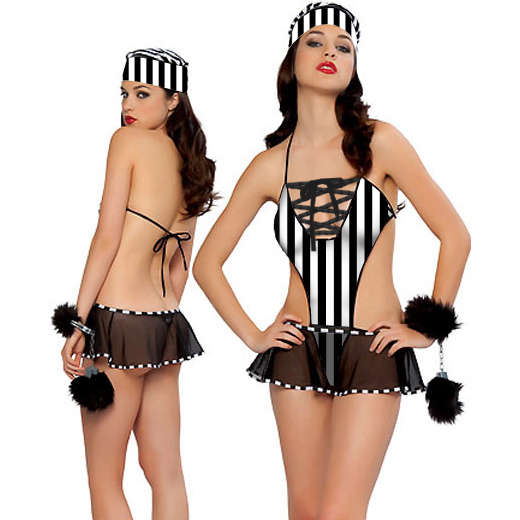 Sexy Jail Bait Prisoner Bikini Costume N8461