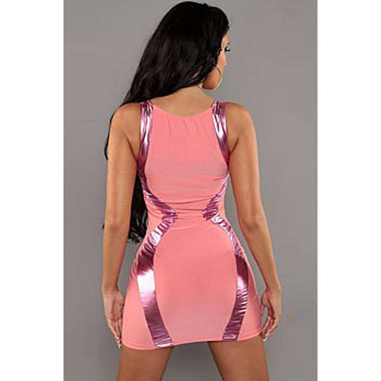 Pale Pink Shiny Panel Dress N8565