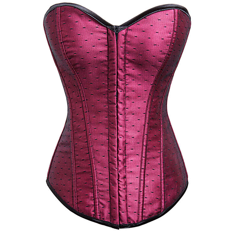 Polka Dot Lace Overlay Fuchsia Corset N8725