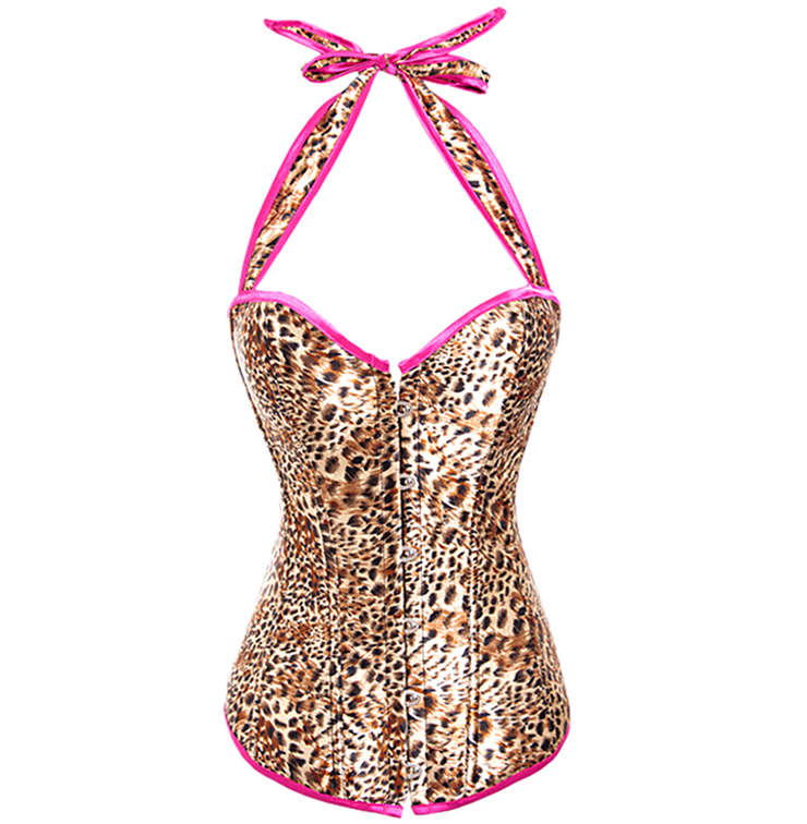 Sexy Leopard Print Halter Corset N8731