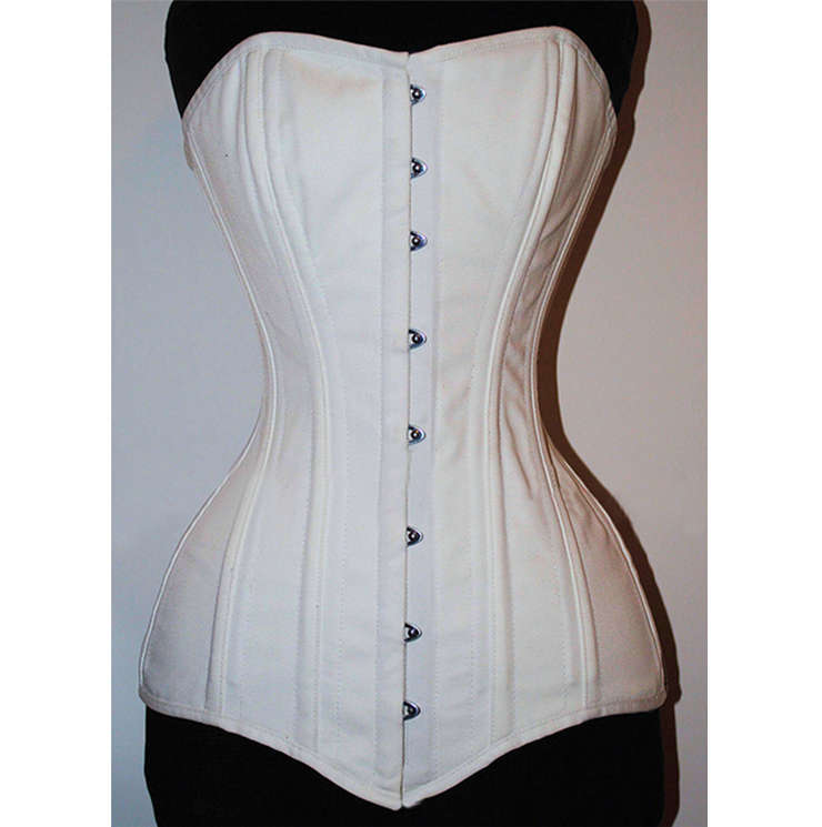 26 Steel Bones White Cotton Heavy Corset N8852