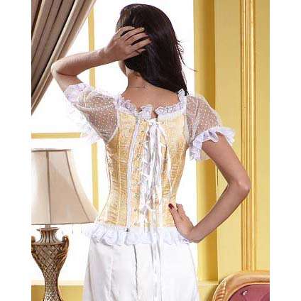 Yellow Bridal Jacquard Short Sleeves Corset N9630
