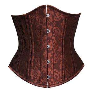 Elegant Red Satin Steel Bone Jacquard Weave Underbust Corset N9726
