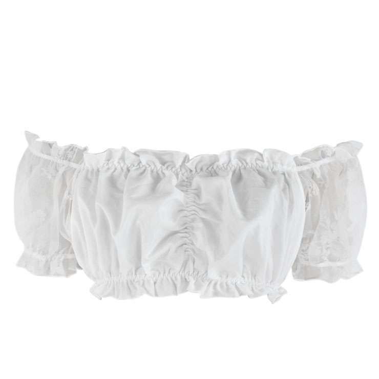 Sexy White Organza Off Shoulder Ruched Ruffled Crop Top N17456