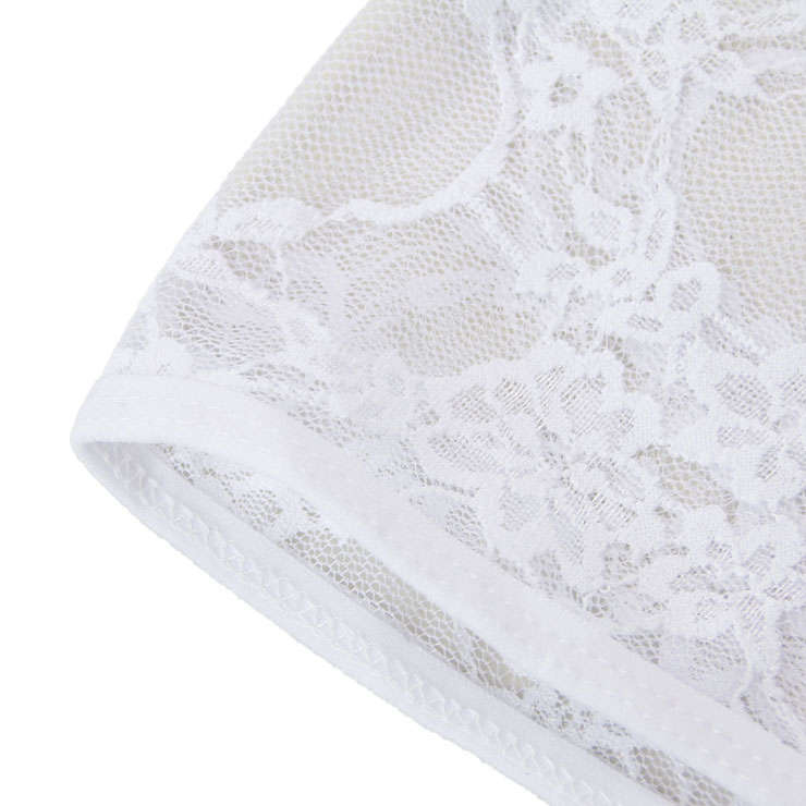 Sexy White High Waist Lace Shorts See-through Panty PT16438