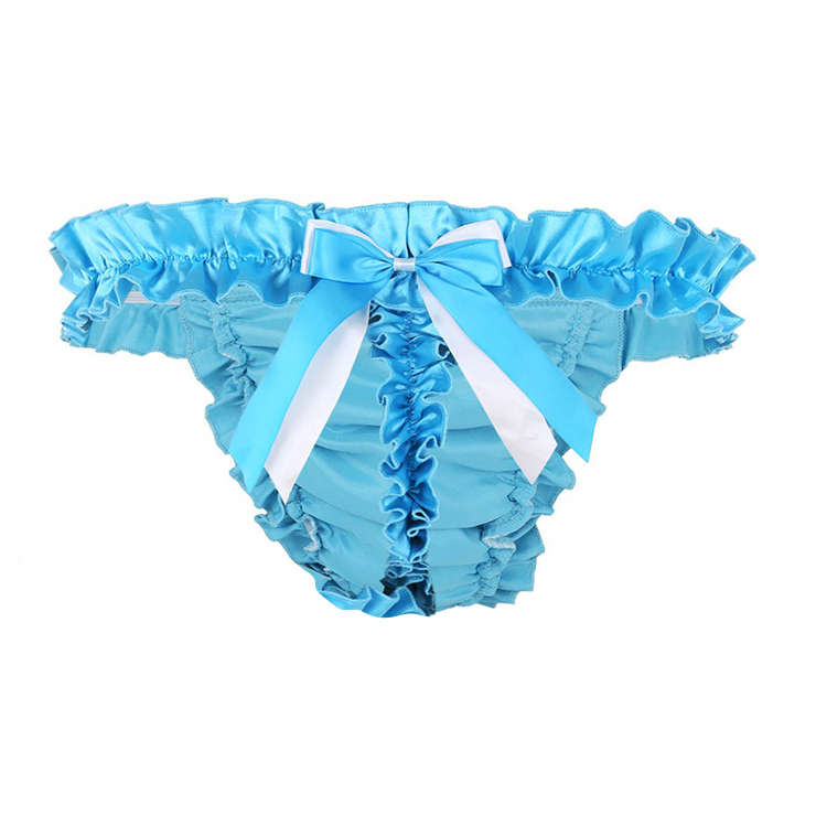 Sexy Ruffle Trim Flirty Elastic Low Waist G-string with Garter Underwear PT19320