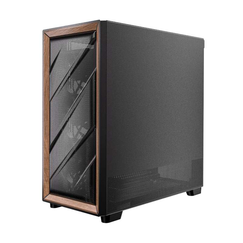 Antec FLUX ATX WOOD Mid Tower Gaming Chassis &#x2013; Black