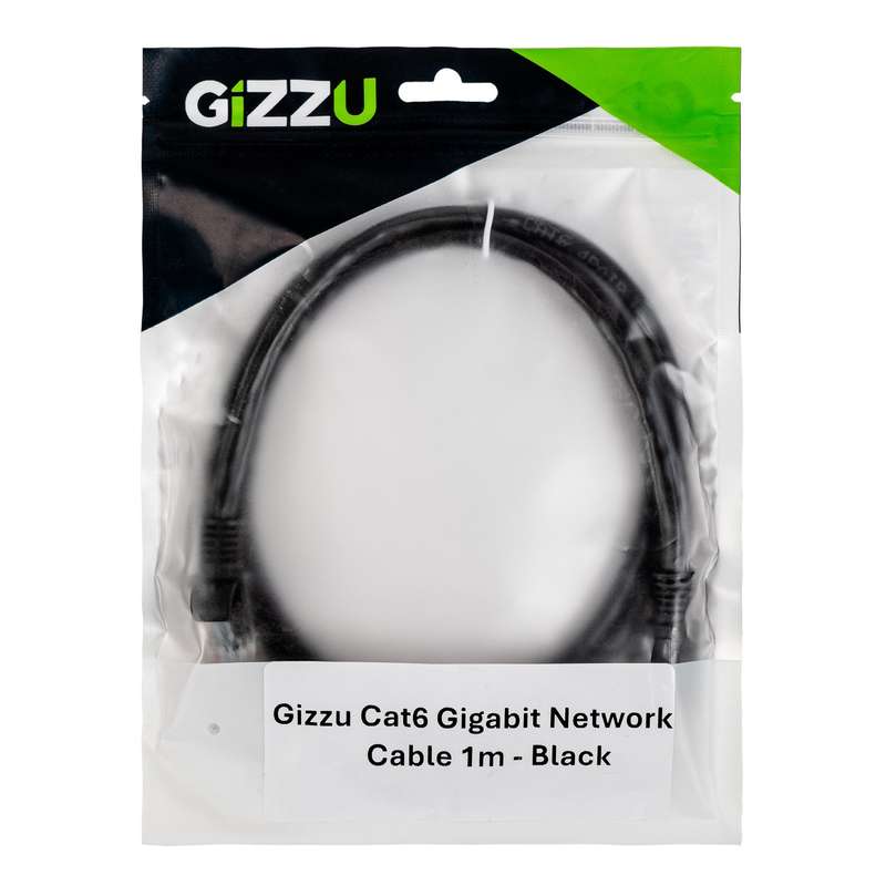 Gizzu Cat6 UTP Fly Lead Ethernet Network Cable 1m &#x2013; Black