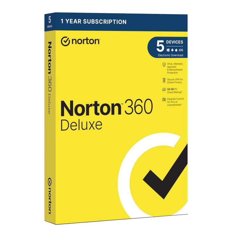 Norton 360 Deluxe 50GB - 5 Devices (Physical Package)