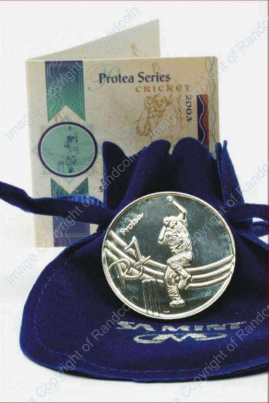 2003_Silver_R1_UNC_Protea_Cricket_with_Bag_rev