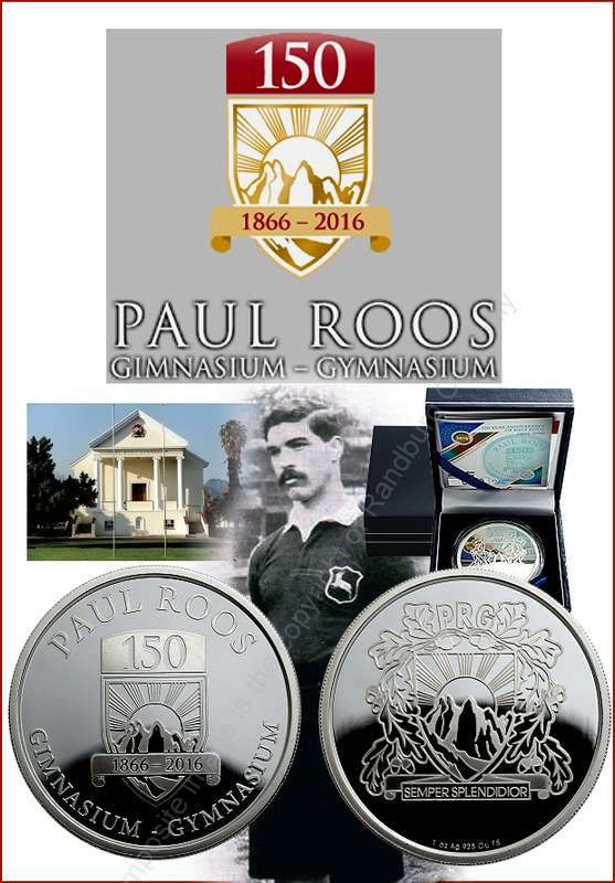 *#* PROMO!!! - South Africa 2016 Paul Roos Gymnasium proof silver medallion *#*