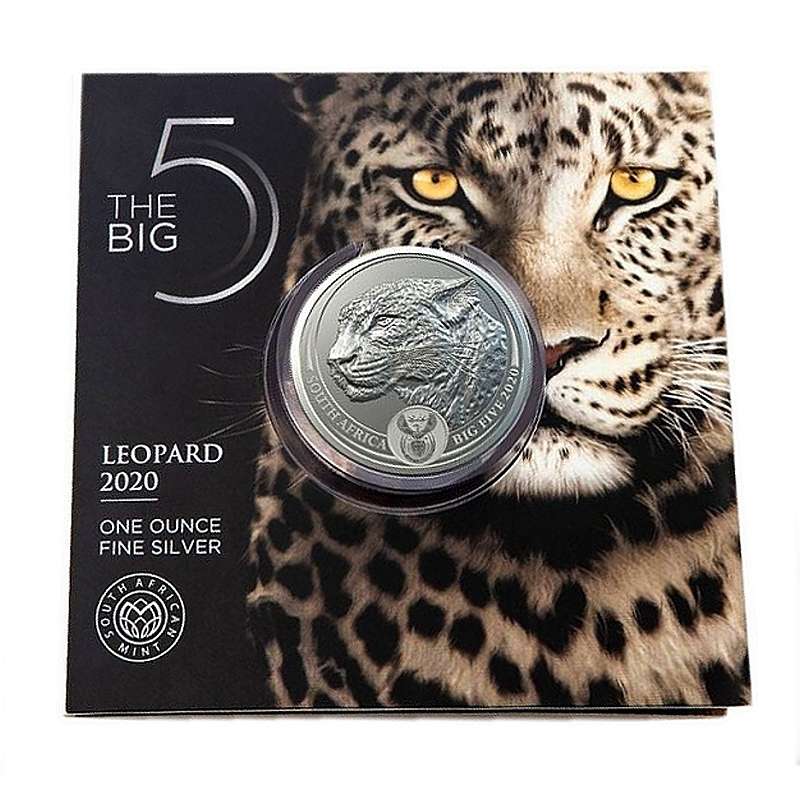 2020 R5 1oz Fine Silver Brilliant Uncirculated Big Five Series Leopard