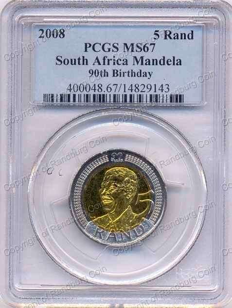 *#* 2008 Mandela 90th Birthday Uncirculated R5 PCGS Graded MS67 -Delayed courier *#*