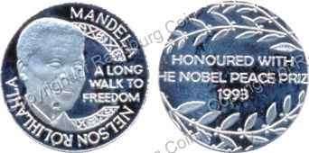 *#* Norway Mint Mandela Silver 3.4gr Medallion Nobel Peace Prize Winner *#*