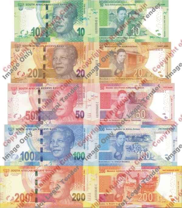 *#* L Kganyago - 2nd Issue - Identical Serial Numbers Set of Mandela Notes - AA840 - UNC *#*