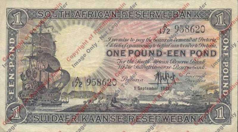 *#* MH DE KOCK - 1st Issue - One Pound Eng/Afr VF/VF+ *#*