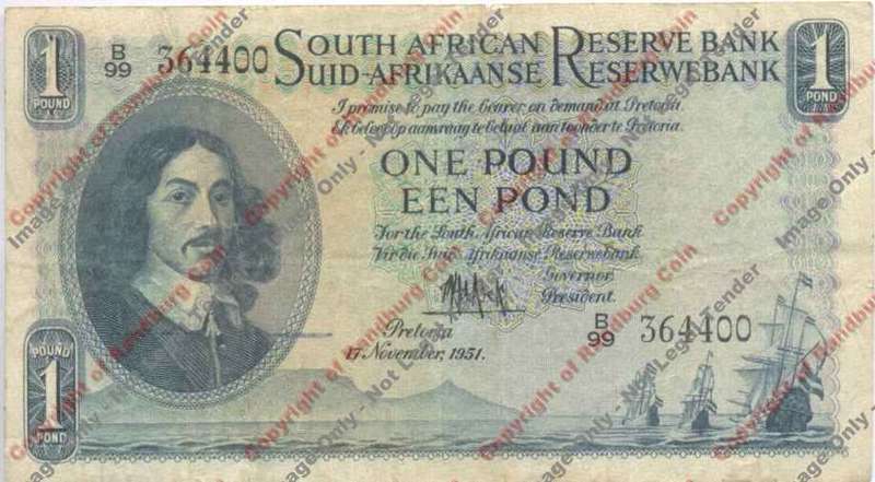 *#* MH DE KOCK - 2nd Issue - One Pound VF Eng/Afr - small edge tear *#*