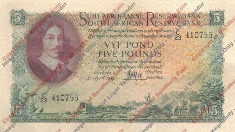 *#* MH DE KOCK - 2nd Issue - Five Pound VF - Afr/Eng *#*