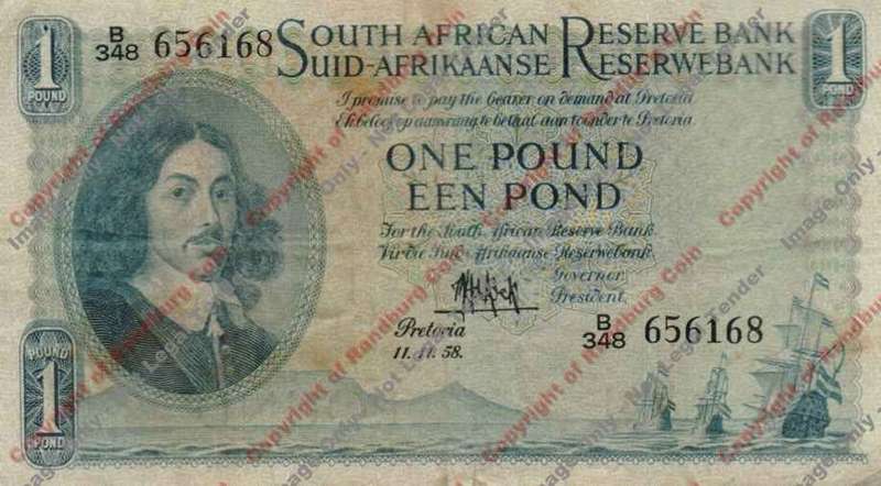 *#* MH DE KOCK - 3rd Issue - One Pound F+ Eng/afr  - a little dirty *#*