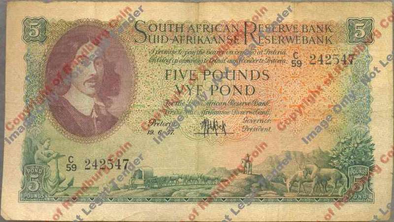 *#* MH DE KOCK - 3rd Issue - Five Pound Eng/Afr F+/VF *#*