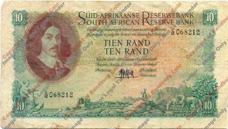 *#* MH DE KOCK - 4th Issue - Ten Rand Afr/Eng-  VF - Staple holes*#*